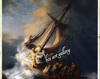 Rembrandt van Rijn Cristo en la tormenta en el mar de Galilea Reproducción al óleo pintada a mano Jesús calma una tormenta furiosa con autoridad divina