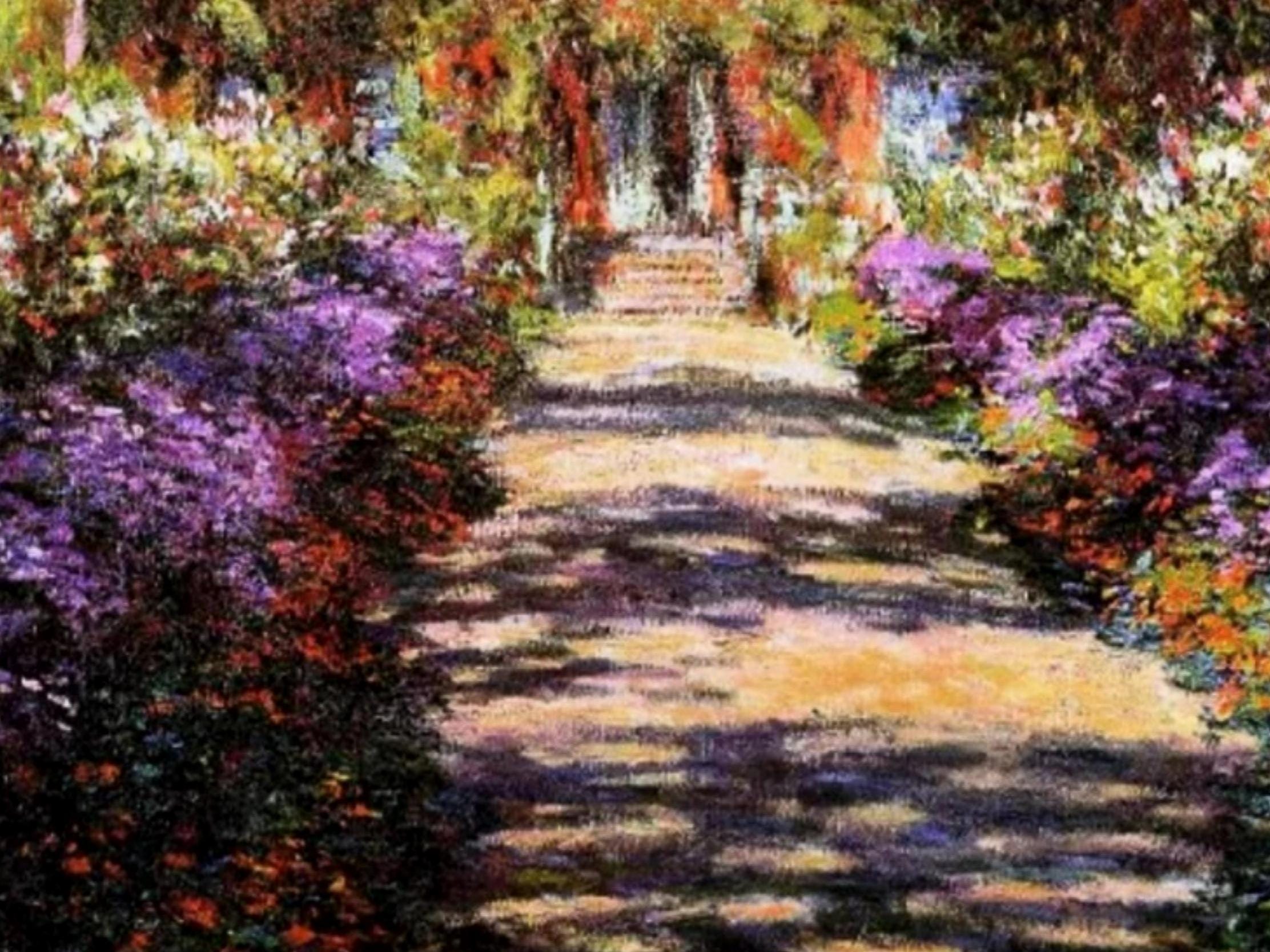 クロード・モネ - ジヴェルニーのモネの庭の小道 1902年 手描き油彩