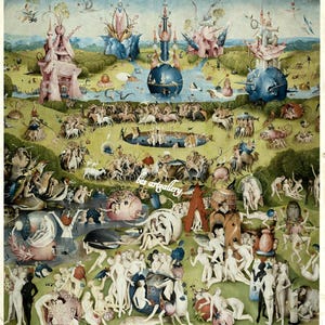 Hieronymus Bosch The Garden of Earthly Delights (center panel) 100% hand painted oil reproduction mid-century antique art