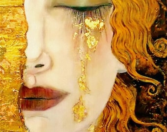 Golden Tears Ölgemälde Reproduktion 100% handgemalt Pop Wohnkultur große Wand Kunst Liebhaber Geschenk Klimt