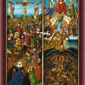 Crucifixion and Last Judgement Diptych Jan van Eyck 1440 Hand Painted Oil Reproduction Christ mysteries of salvation and divine justice