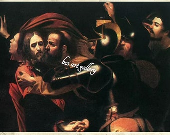 Caravaggio The Taking Of Christ 1602 Museum Quality Hand Painted oil reproduction Caravaggio Christ Betrayal Judas kiss