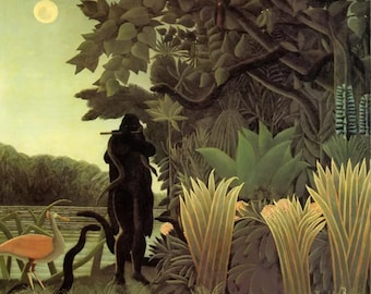 Henri Rousseau El encantador de serpientes 1907 Reproducción al óleo pintada a mano Rousseau Arte primitivo naif