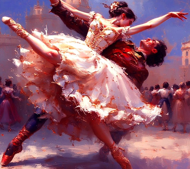 Dancers on Fire Original Oil Painting Creative Ballerina Dancing Hand