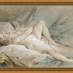 François Boucher Venus Playing with Two Doves 1740 Museum Quality Hand Painted oil reproduction Boucher Rococo art mythological painting
