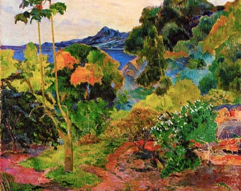 Paul Gauguin -  Martinique Landscape (Tropical Vegetation) 1887 Museum Quality hand-painted oil reproduction Tropical paradise