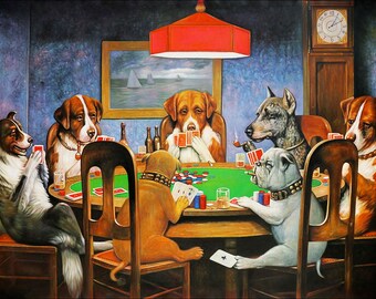 Cassius Marcellus Coolidge - A Friend in Need Dogs Playing Poker 1903 Museum Quality Hand Painted Oil Reproduction Coolidge Dog lover Art