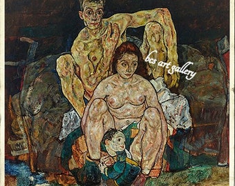 Egon Schiele The Family 1918 Museum Quality hand painted oil reproduction Die Familie Schiele Final Painting