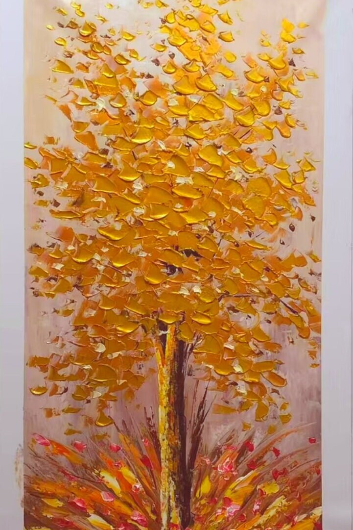 Creative Gold Tree Yggdrasil Oil Painting on Canvas,100% Hand Painted ...