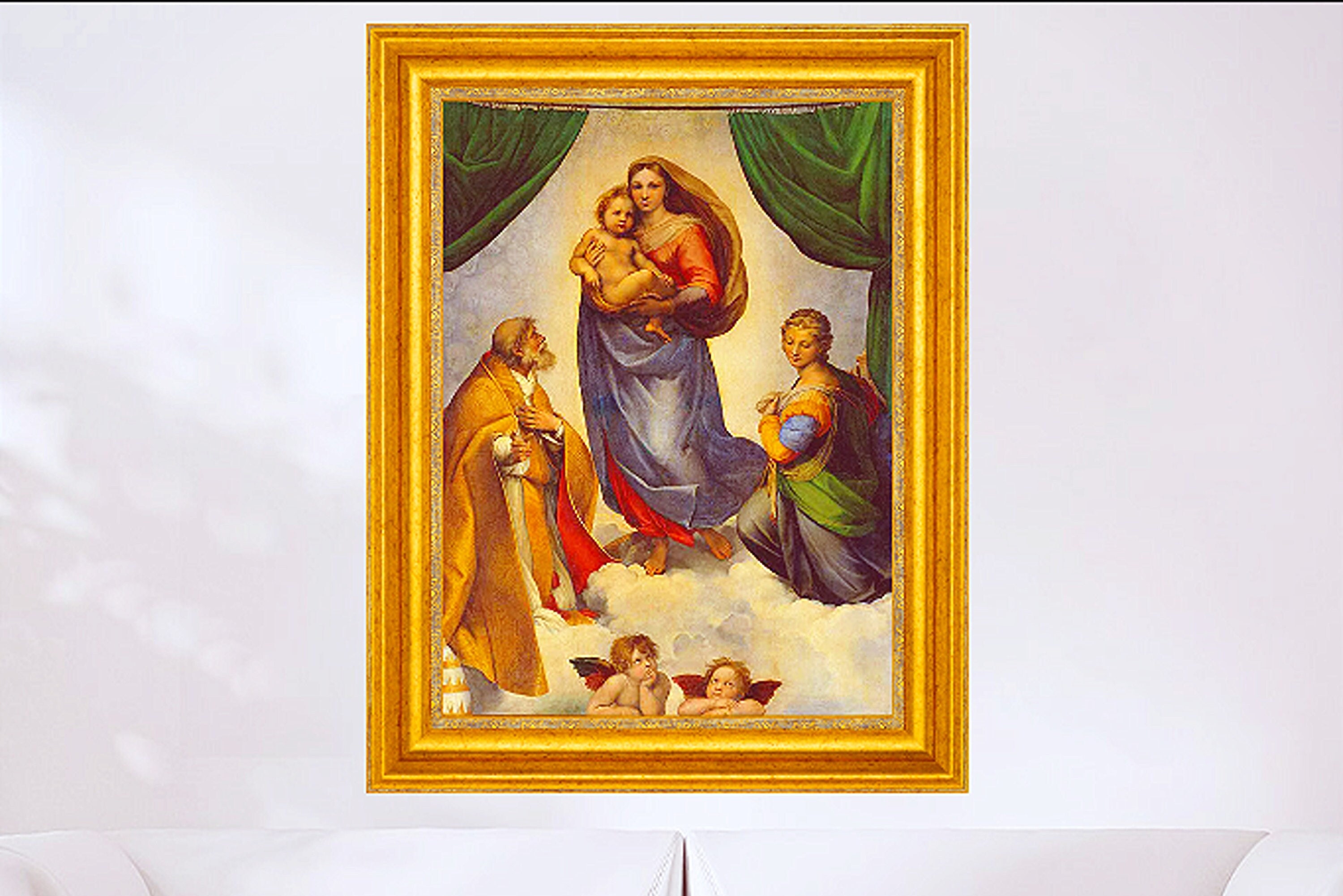 Raphael - Sixtijnse Madonna 1513 handgeschilderde olieverfreproductie  Madonna di San Sisto Religieus schilderij uit de hoge renaissance  Rafaëlische schoonheid - Etsy België, image size:3000x2002