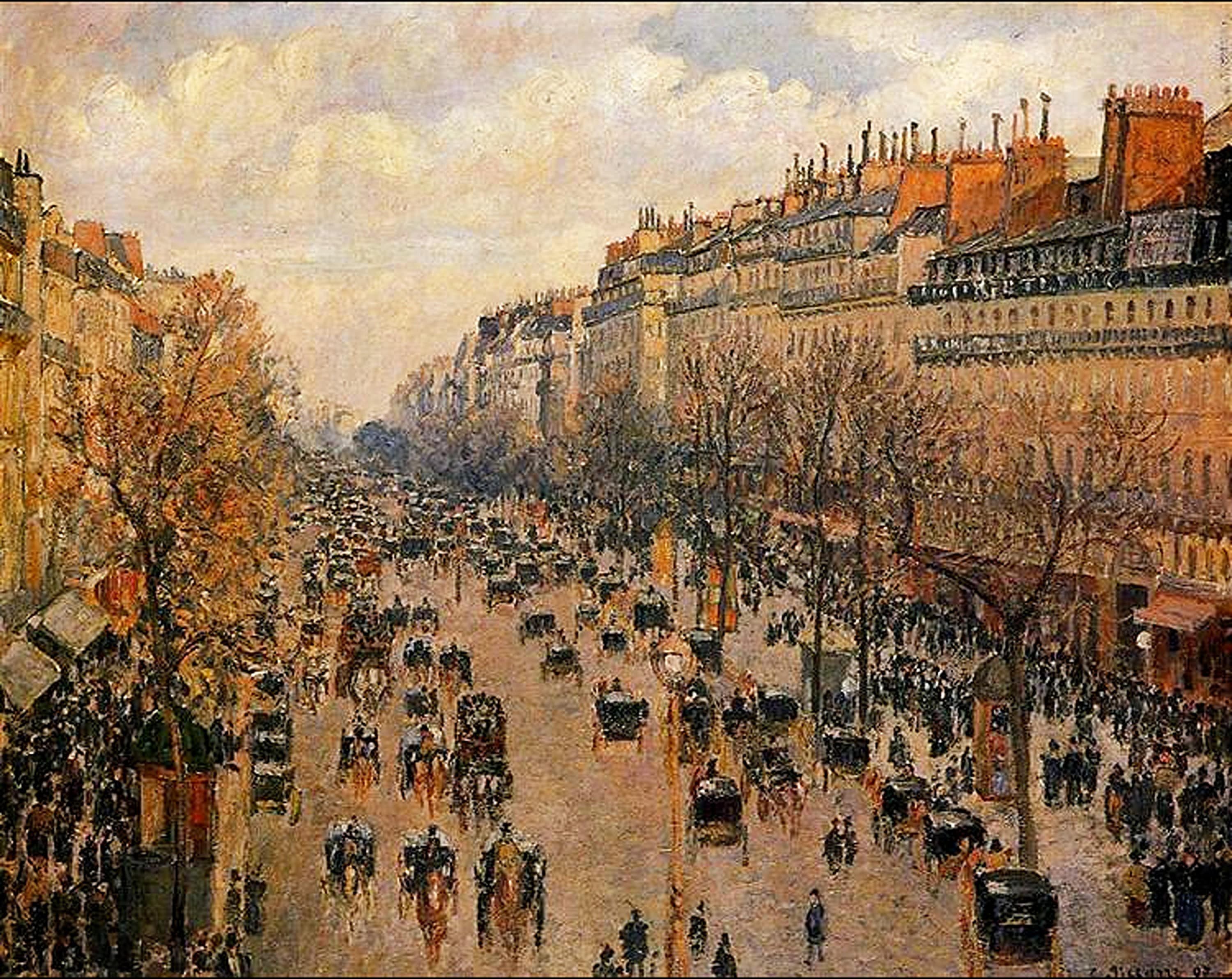 絵画 CamillePissarro,VuedeStamfordBrookCommon Camille Pissarro Boulevard Montmartre Afternoon Sunlight 1897