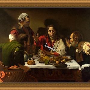 Oil Reproduction | The Supper at Emmaus by Caravaggio 1601 | Baroque Religious Art | Hand-Painted Canvas | Biblical Masterpiece