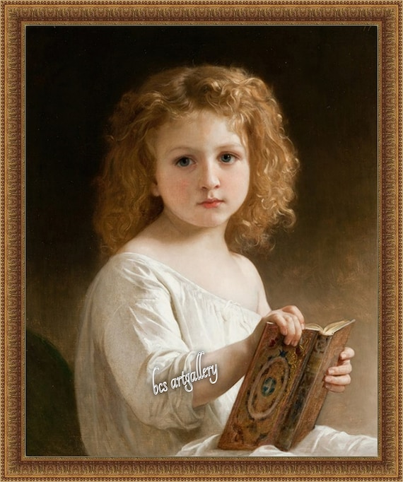 William-adolphe Bouguereau the Story Book 1877 Hand Painted Oil