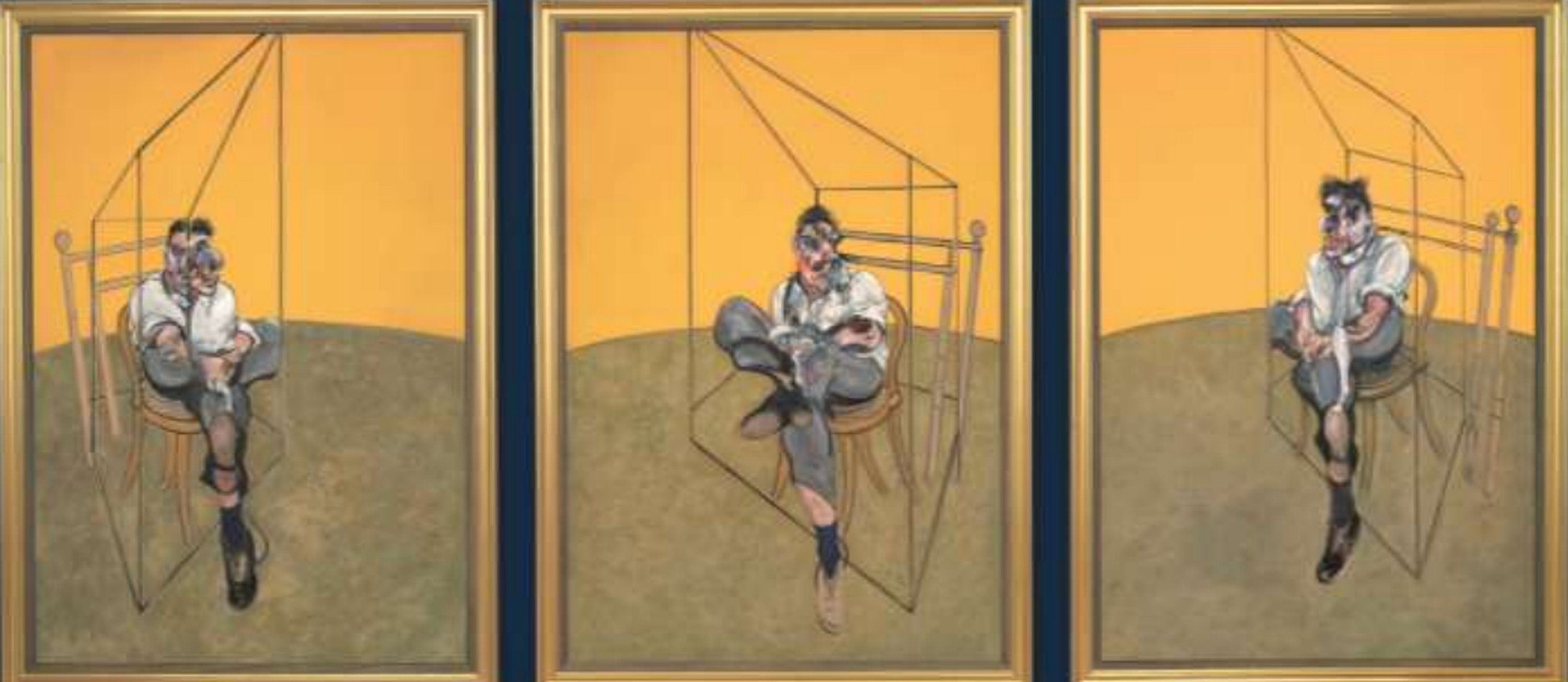 Three Studies of Lucian Freud Francis Bacon Triptych Hand-painted