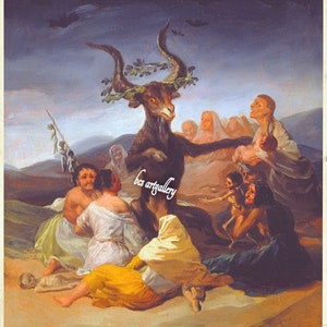 Francisco Goya Witches&#39; Sabbath 1797 The Great He-Goat Museum Quality Hand Painted Oil Reproduction Goya Baphomet witchcraft