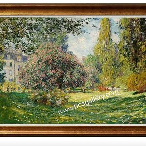 Monet - Paisaje El Parc Monceau 1876 28x35in Calidad del museo Reproducción al óleo pintada a mano Claude Monet paisaje obra maestra icónica