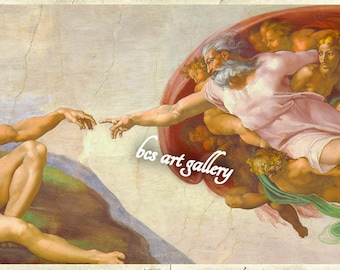 Michelangelo - The Creation of Adam 1512 Hand Painted oil reproduction Michelangelo Sistine Chapel ceiling divine inspiration