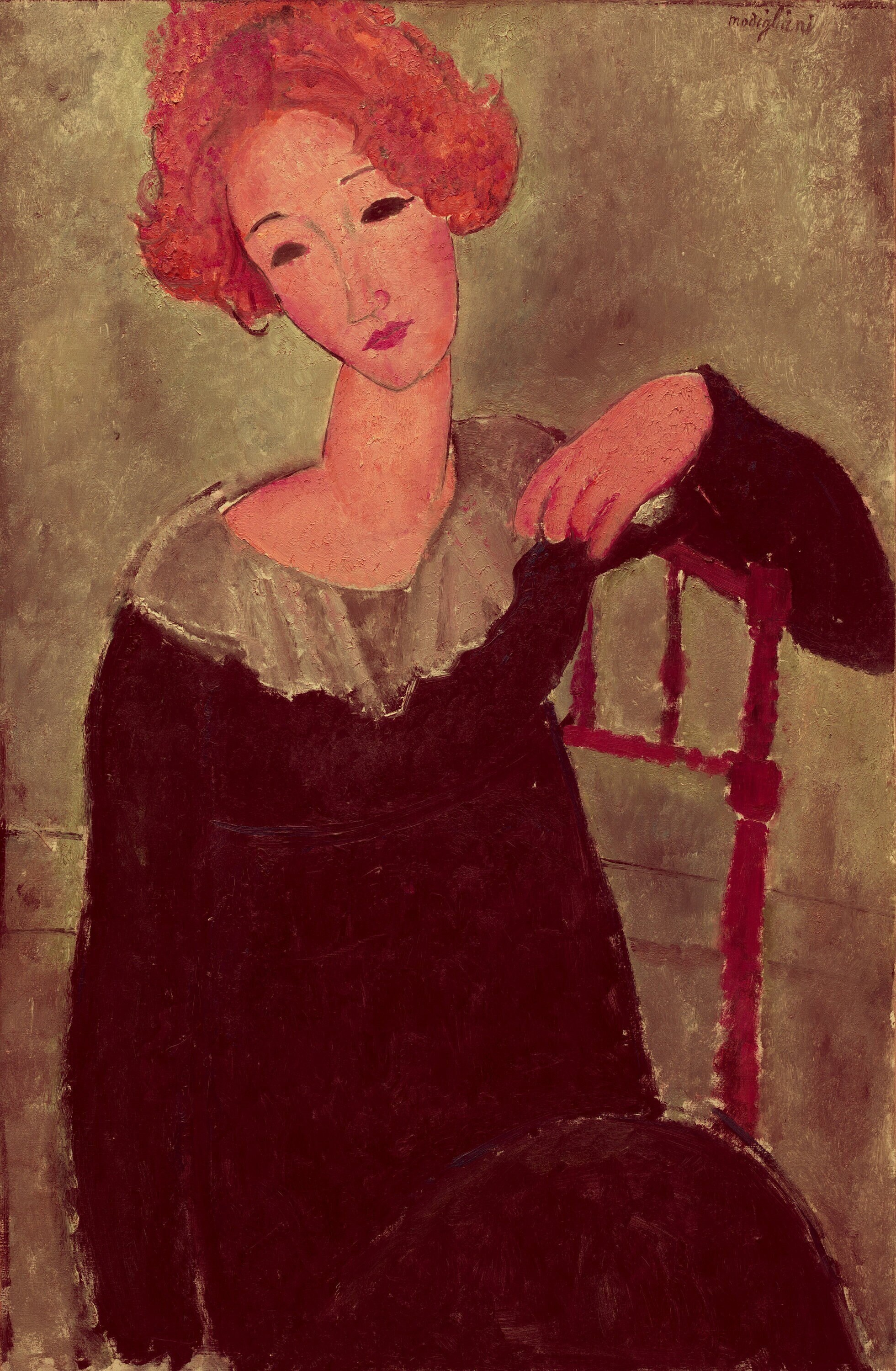 赤い髪の女 1917年 アメデオ・モディリアーニ 手描き油絵複製 イタリア