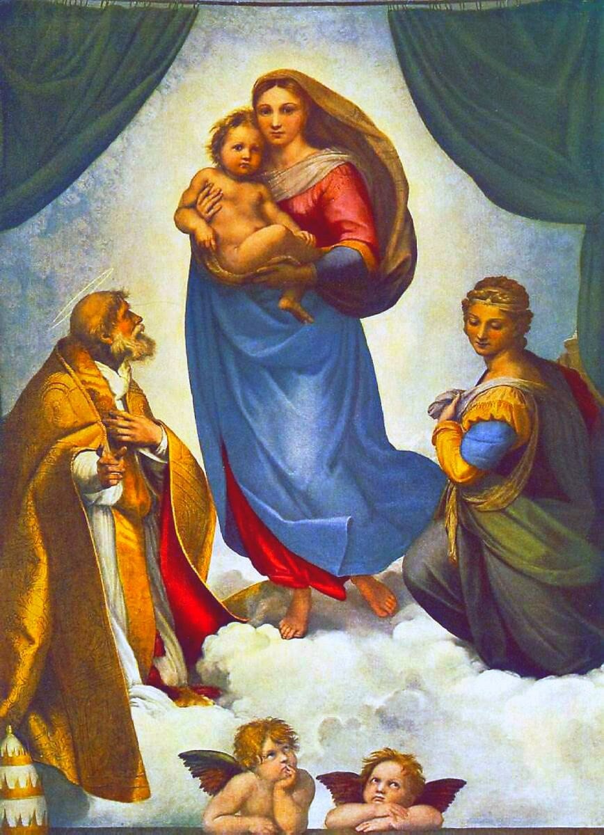 Raphael - Sistine Madonna 1513 Hand Painted Oil Reproduction