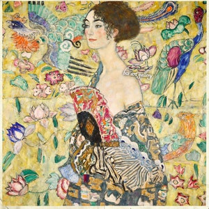 Lady with a Fan Gustav Klimt 1918 Hand Painted oil reproduction Klimt final painting