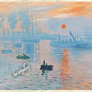 印象 日の出 クロード・モネ 1872年 印象 太陽 ルヴァン 手描きの油絵複製 モネの日の出の海景