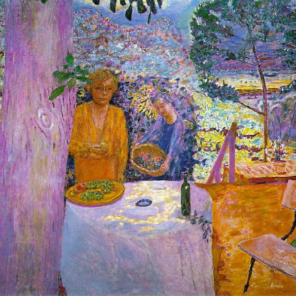 La Terrasse à Vernonnet Pierre Bonnard 1939 The Terrace at Vernonnet Hand Painted oil reproduction Les Nabis French countryside Intimism