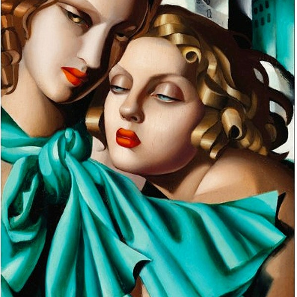 Tamara de Lempicka - Les jeunes filles (Young Women) 1930 hand painted oil painting reproduction,Polish Art Deco painter custom painting