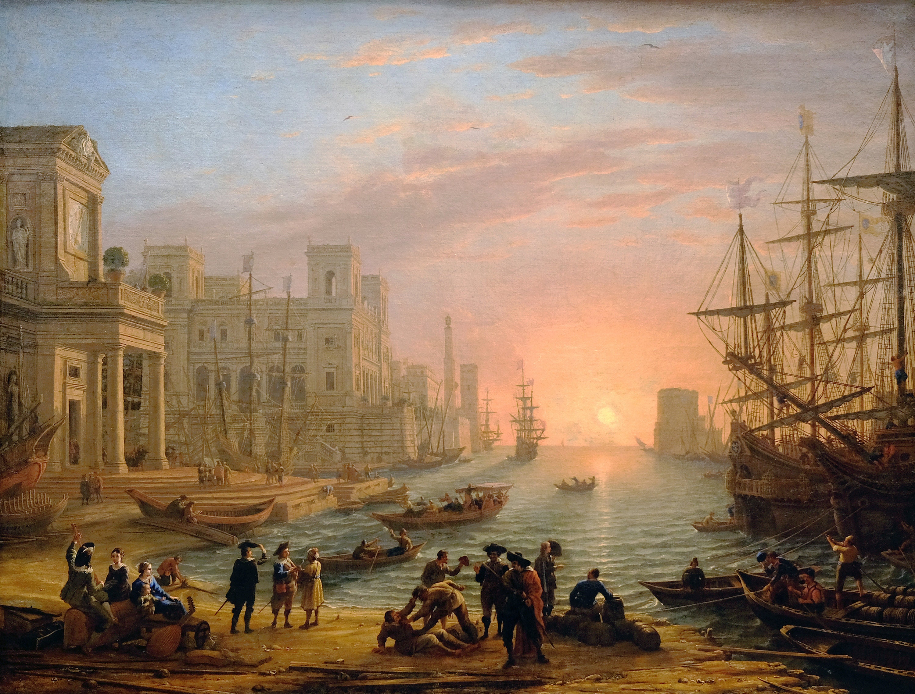 Claude Lorrain - Seaport at Sunset 1639 Museum Quality Hand