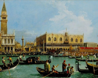 Canaletto - The Bacino di San Marco on Ascension Day c. 1734 Museum Quality Hand-Painted Oil Reproduction art Buckingham Palace