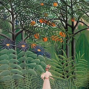 Henri Rousseau - Woman Walking in an Exotic Forest Femme se promenant dans une forêt exotique 1905 Hand Painted oil reproduction