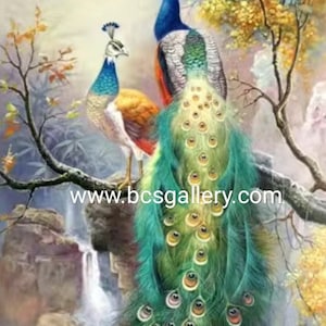 Original hand painted Peacock painting Creative Peacock Elegance pop home decor large wall art