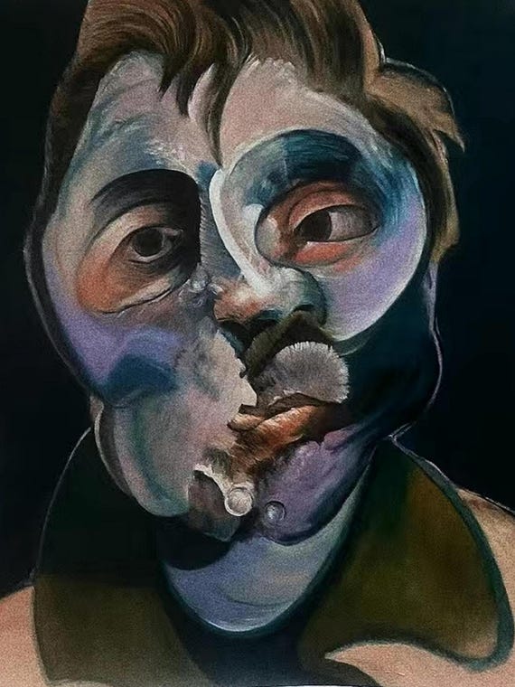 フランシス・ベーコンの自画像（1969年）手描き油絵複製、実存主義の壁