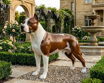 AmStaff-Formschönheits-Skulptur, Statue eines reinrassigen American Staffordshire Terriers von Tanya J., Grand-Champion-Statue