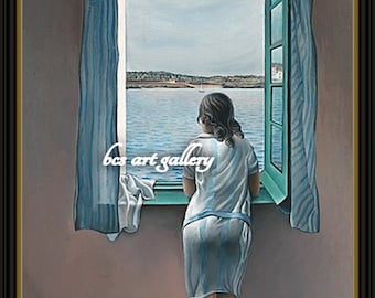 真作テリィーラミス フランスの人女な港 風景画 油彩画 T. Johnson 真