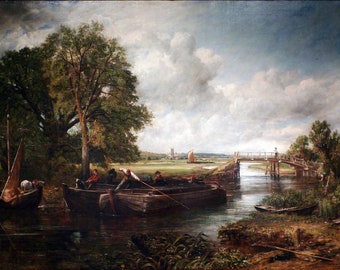 Blick auf die Stour bei Dedham John Constable 1822 Handgemalte Öl-Reproduktion Englische Landschaft Stour Landschaft Romantik