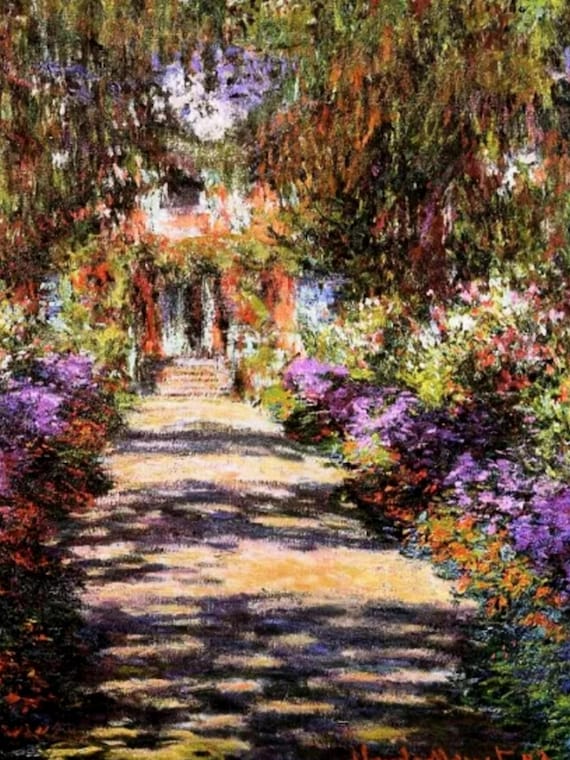 クロード・モネ - ジヴェルニーの庭の小道 1902年 手描き油彩複製画