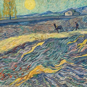 Vincent van Gogh Champ avec des agriculteurs qui labourent 1889 Laboureur Dans Un Champ Reproduction à l'huile peinte à la main, fenêtre sur le monde intérieur de Van Gogh