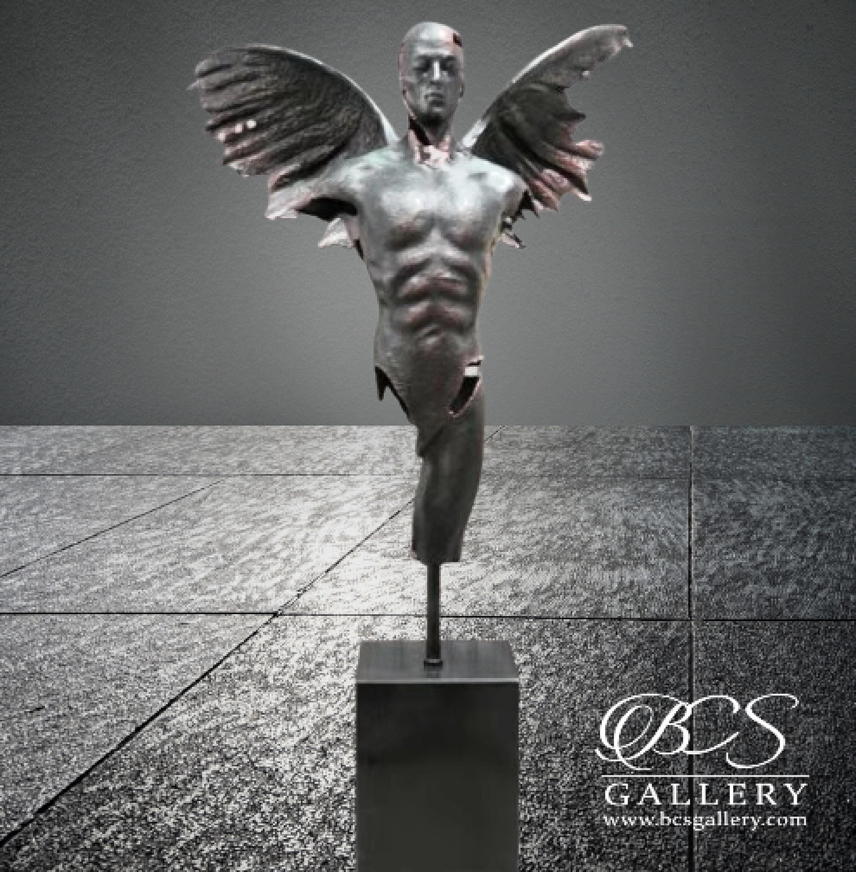 The Fallen Sculpture | Dark Alloy Torso on Marble Base | Broken