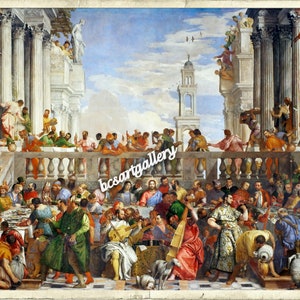 Paolo Veronese - Wedding Feast at Cana 1563 Hand Painted Oil Reproduction Mannerist art Louvre wedding gifts dream dorm gifts