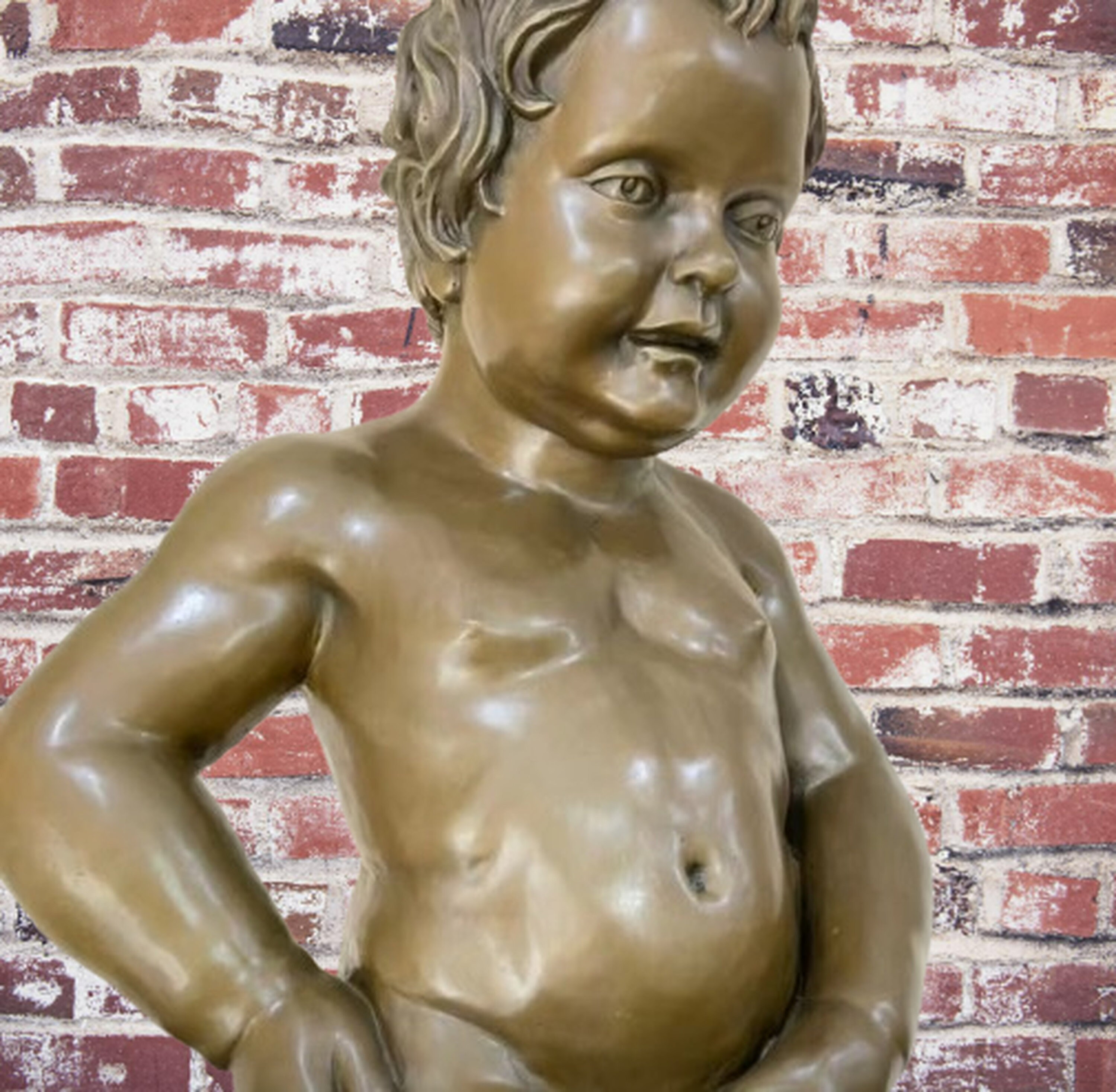Large Manneken Pis Bronze Fountain Sculpture Brussels Little