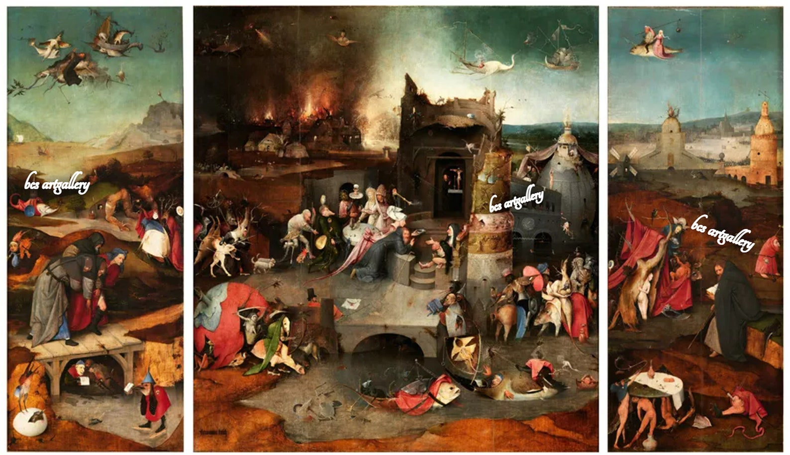 Hieronymus Bosch Triptych of the Temptation of St Anthony Hand Painted ...