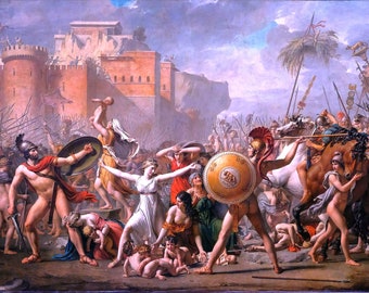 Jacques-Louis David - Les Sabines (Intervention of the Sabine Women) Museum Quality hand painted oil reproduction,old masters art in Louvre