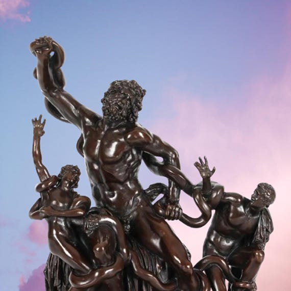 Laocoön and His Sons Bronze Sculpture Replica Trojan Horse Sea