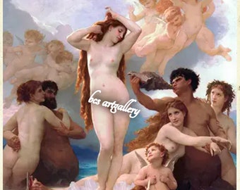 The Birth of Venus William-Adolphe Bouguereau La Naissance de Vénus Hand Painted oil reproduction Bouguereau Virgin painting timeless beauty