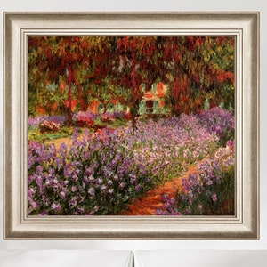 Monet The Artist&#39;s Garden at Giverny 1900 Irises Hand Painted oil reproduction Claude Monet landscape iconic masterpiece