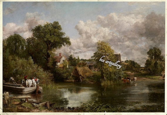 美品】ジョン・コンスタブル1826年の名画『トウモロコシ畑』額付き複製