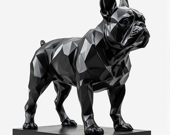 Sculpture géométrique de bouledogue français, réplique de statue polygonale de bouledogue