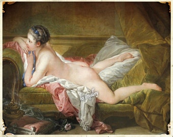 François Boucher Resting Girl (Marie-Louise O'Murphy) Blonde Odalisque hand painted oil reproduction Exotic Romanticism L'Odalisque blonde