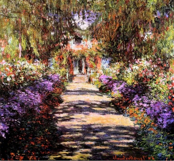 クロード・モネ - ジヴェルニーの庭の小道 1902年 手描き油彩複製画