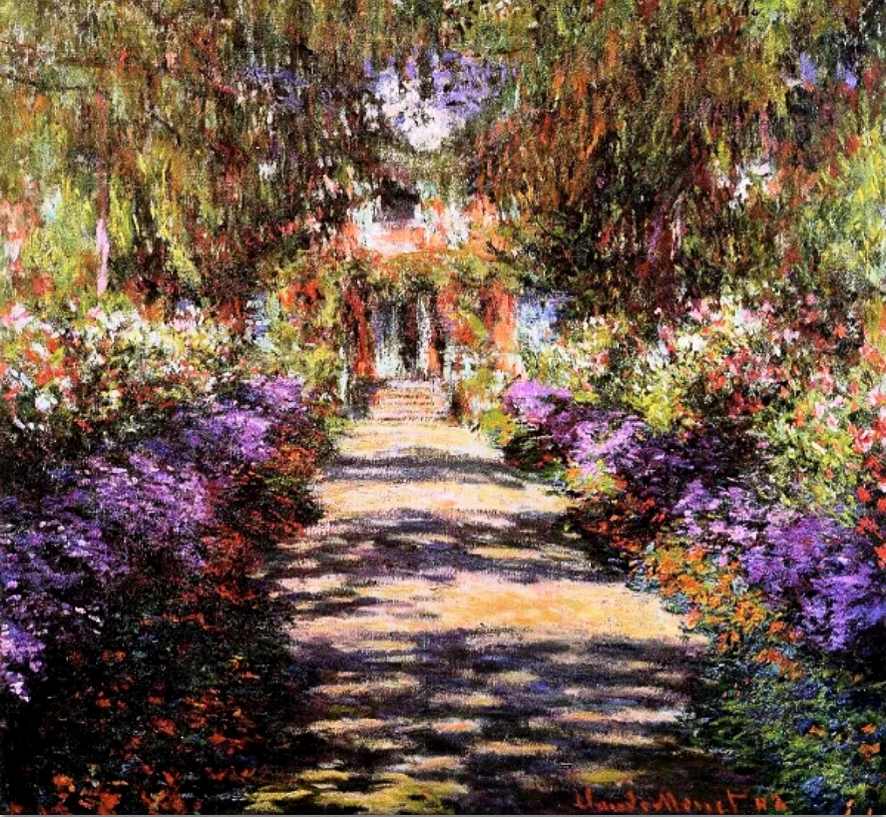 クロード・モネ - ジヴェルニーのモネの庭の小道 1902年 手描き油彩